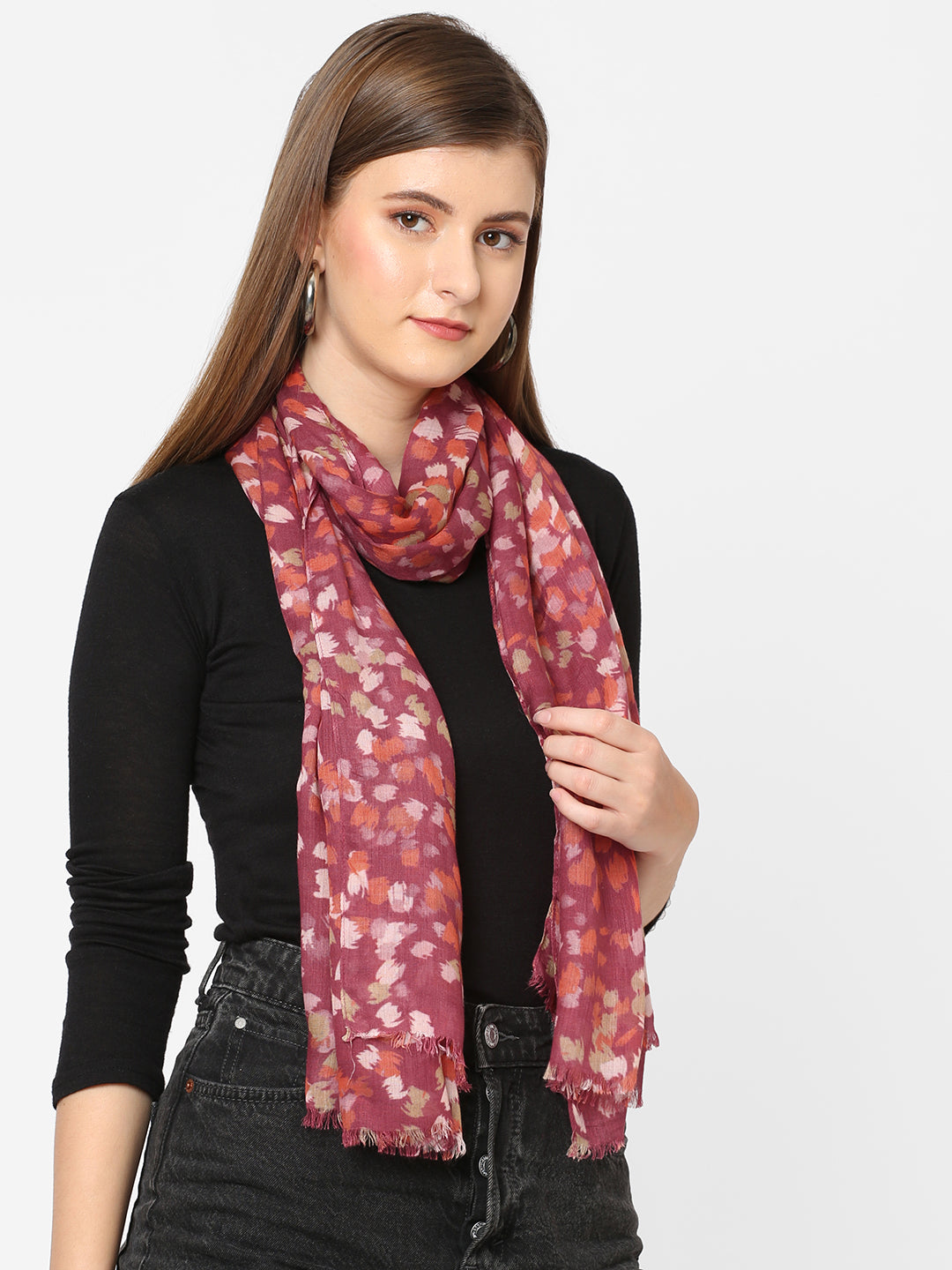 Red Abstract Dots Printed Scarf