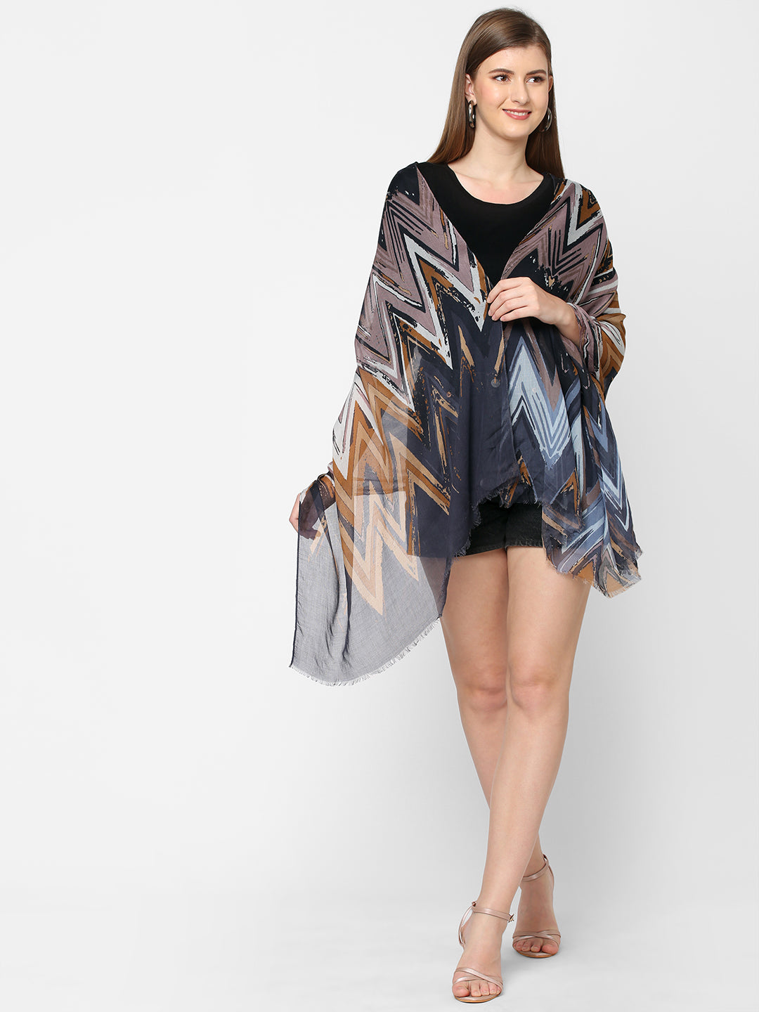 Blue Abstract Printed Scarf