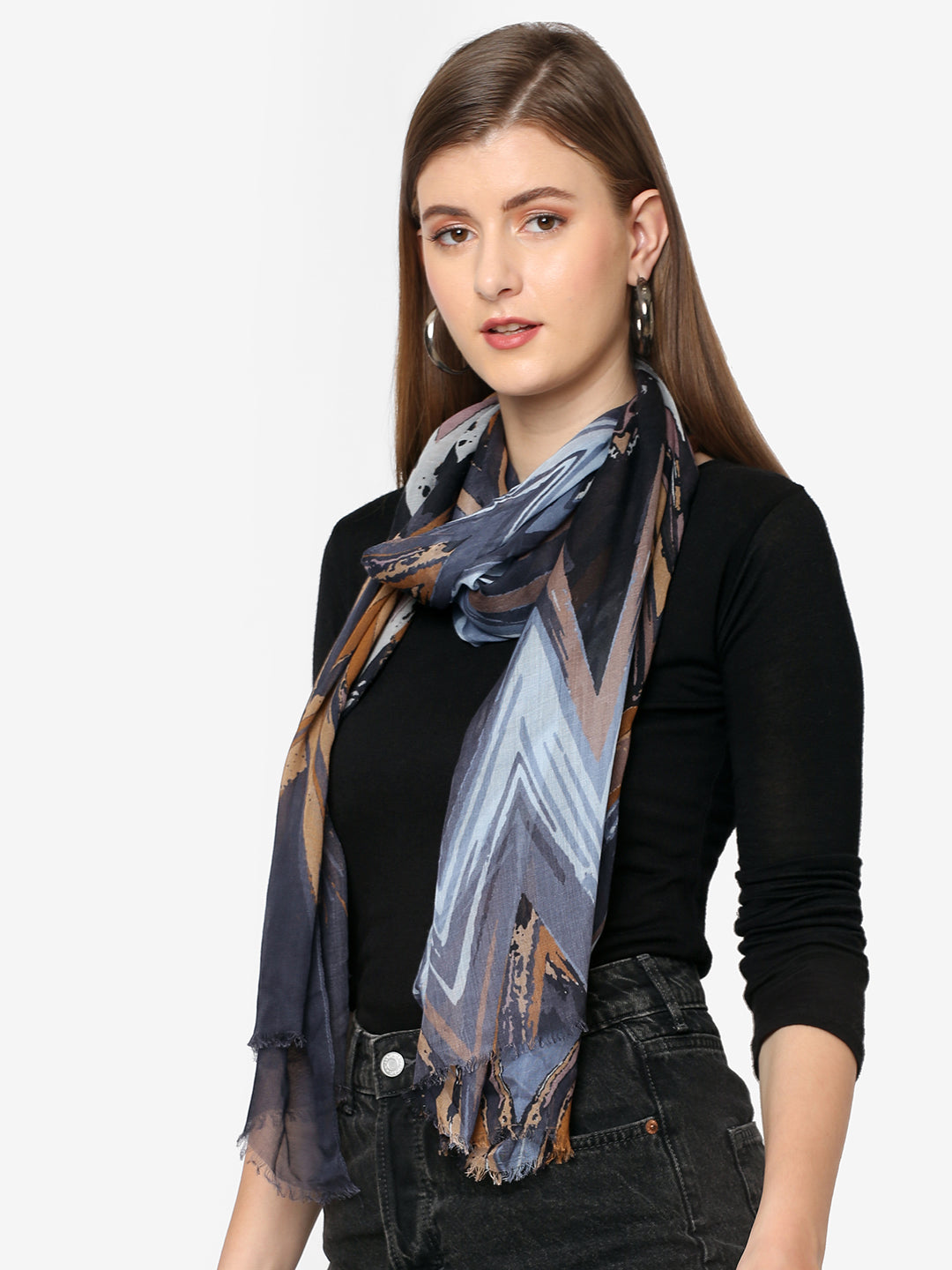Blue Abstract Printed Scarf