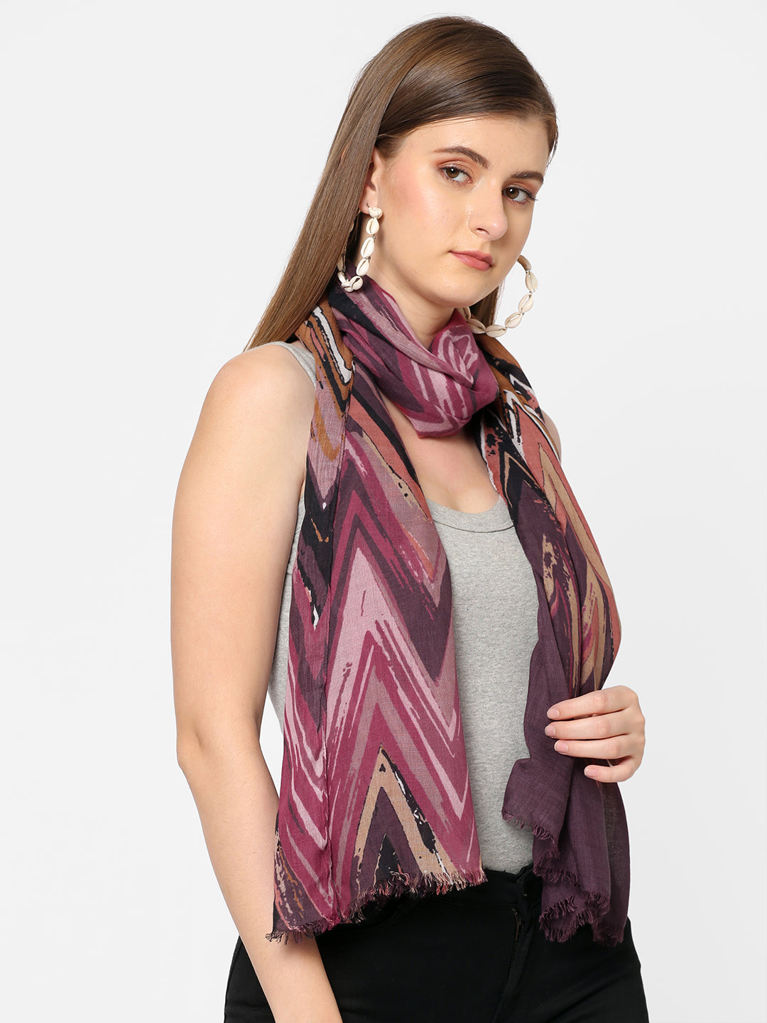 Red Abstract Printed Scarf