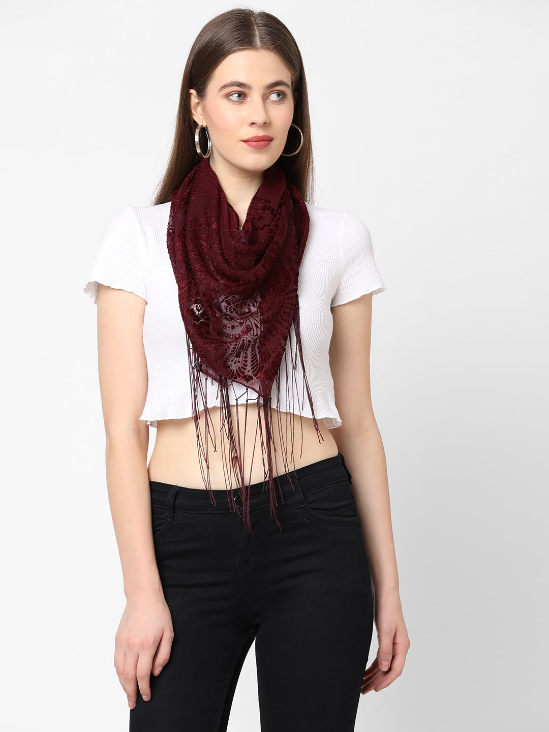 Maroon Burnout Triangle Scarf