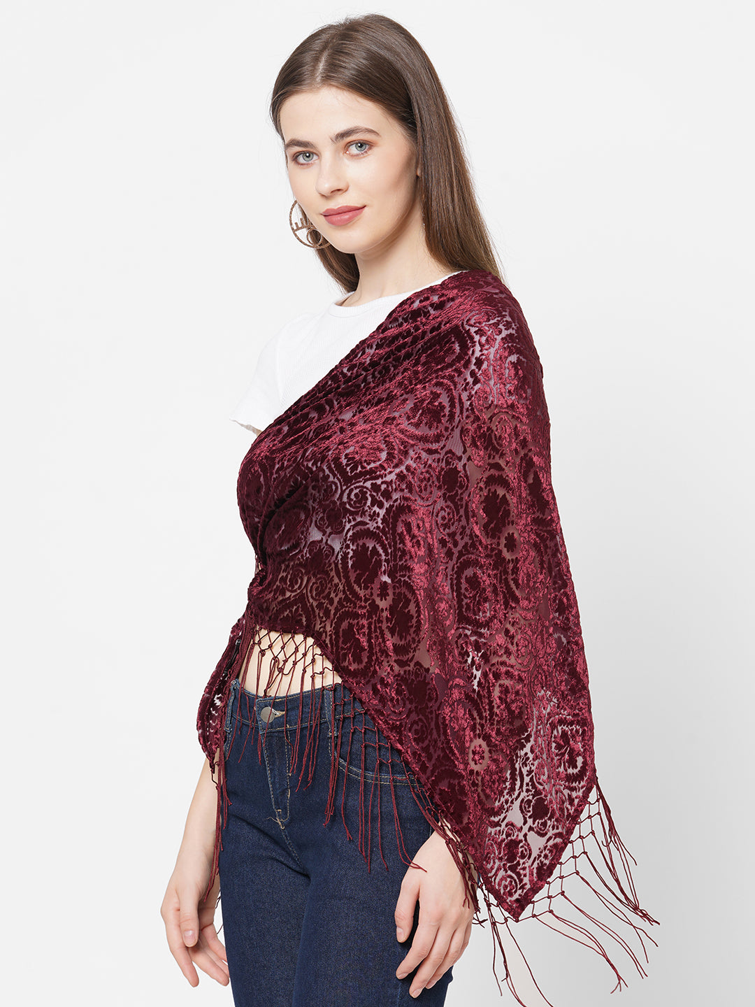 Maroon Burnout Triangle Scarf