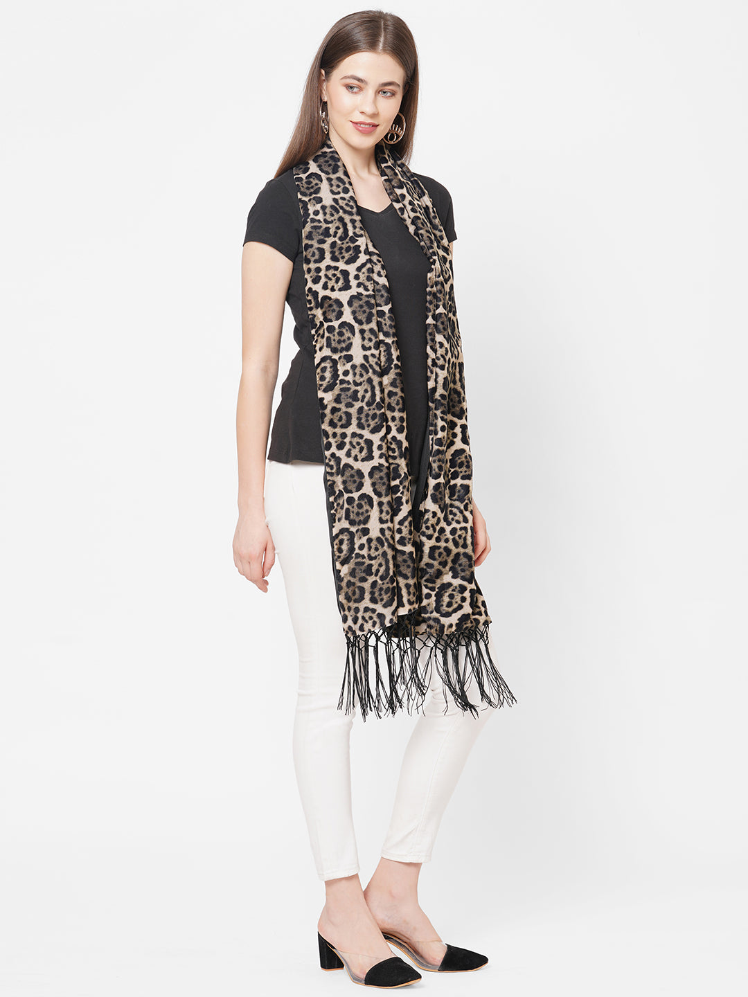 Leopard Printed Velvet Scarf