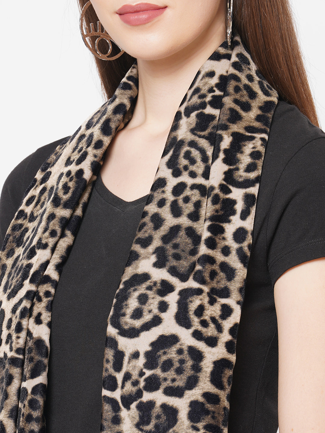 Leopard Printed Velvet Scarf