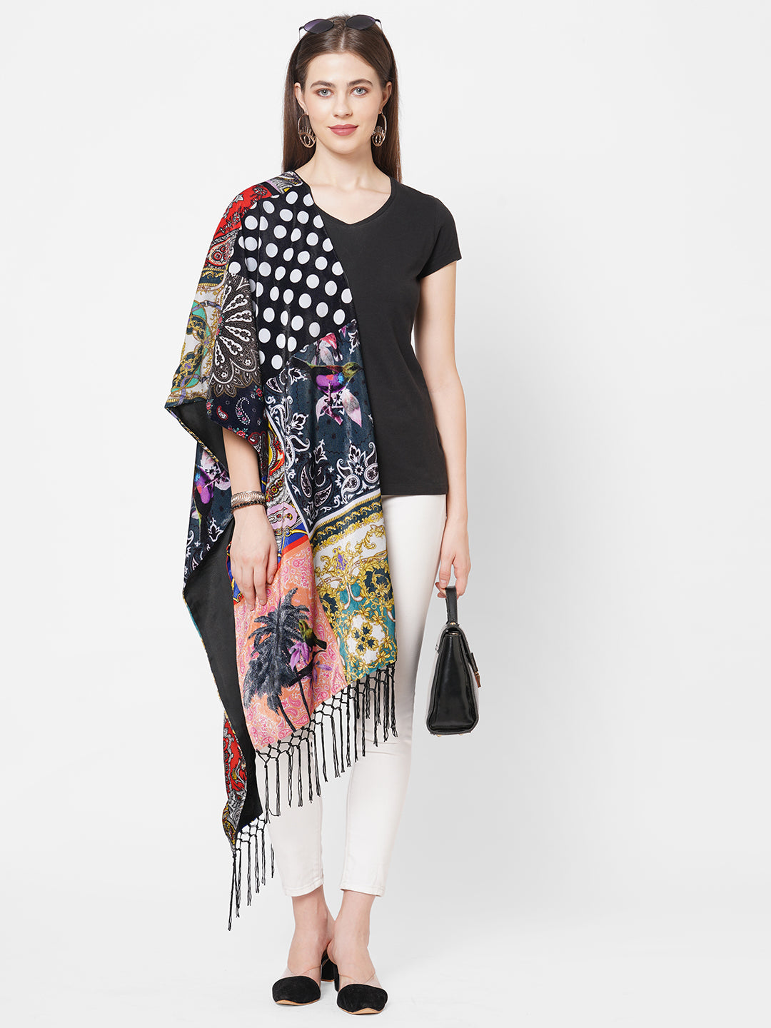 Patchwork Printed Velvet Scarf