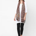 Paisley Printed Intricate Red Metallic Scarf