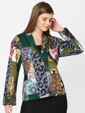 Multicolor Patchwork Printed Short Blazer