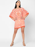 Orange Floral Printed Kaftan Top