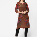 Brown Floral & Rope Printed Kurta