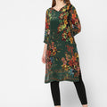 Bottle Green Floral & Rope Printed Kurta