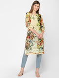 Off White Rope & Floral Kurta