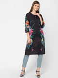 Enlarged Flowers Printed Black Kurta