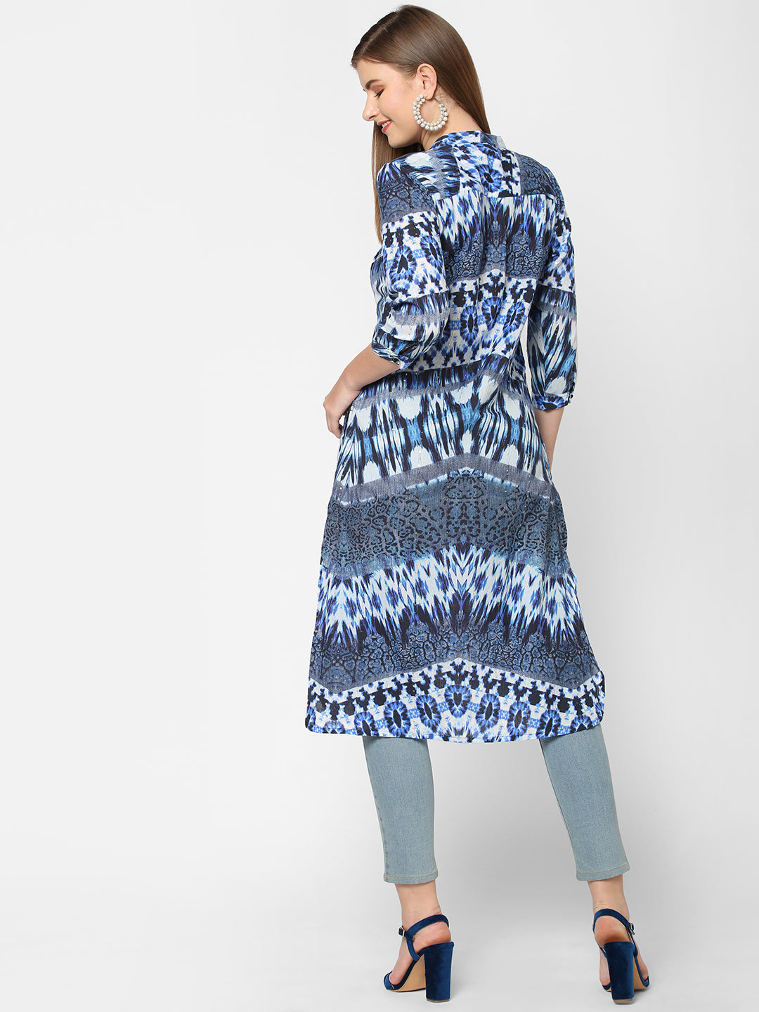 Blue Shibori Printed Sequins Kurta