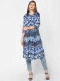Blue Shibori Printed Sequins Kurta
