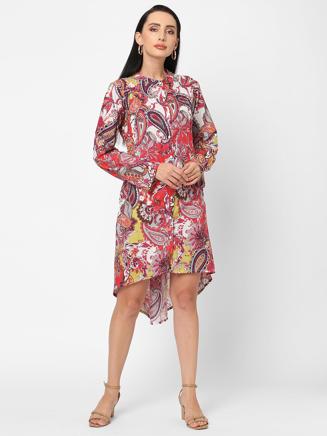 Multicoloured Paisley Printed A-Line Dress