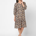 Beige Paisley Printed Sequin Dress