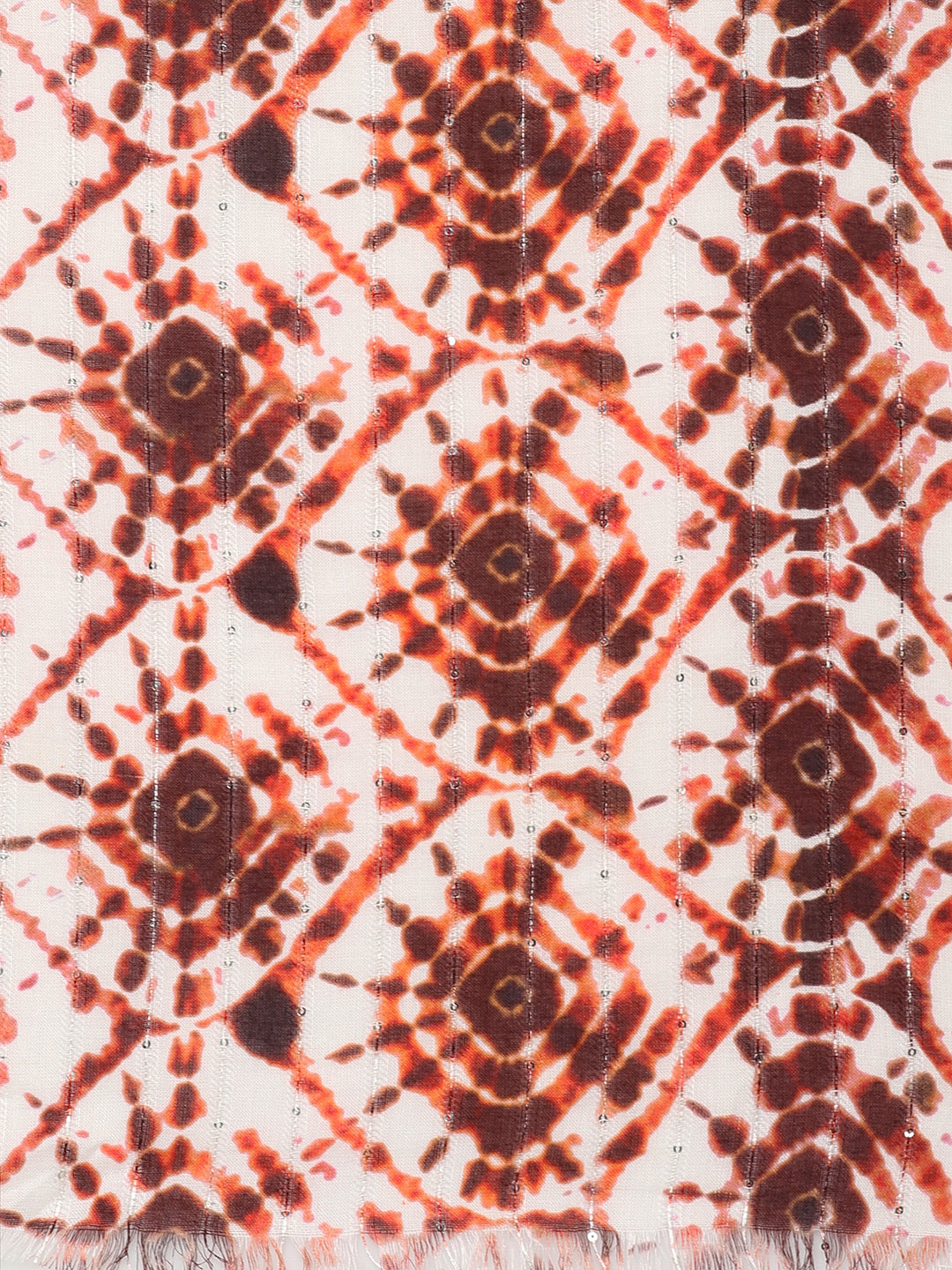 Brown Shibori Printed Sequins Scarf