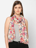 Cream Floral Sequins Printed Scarf