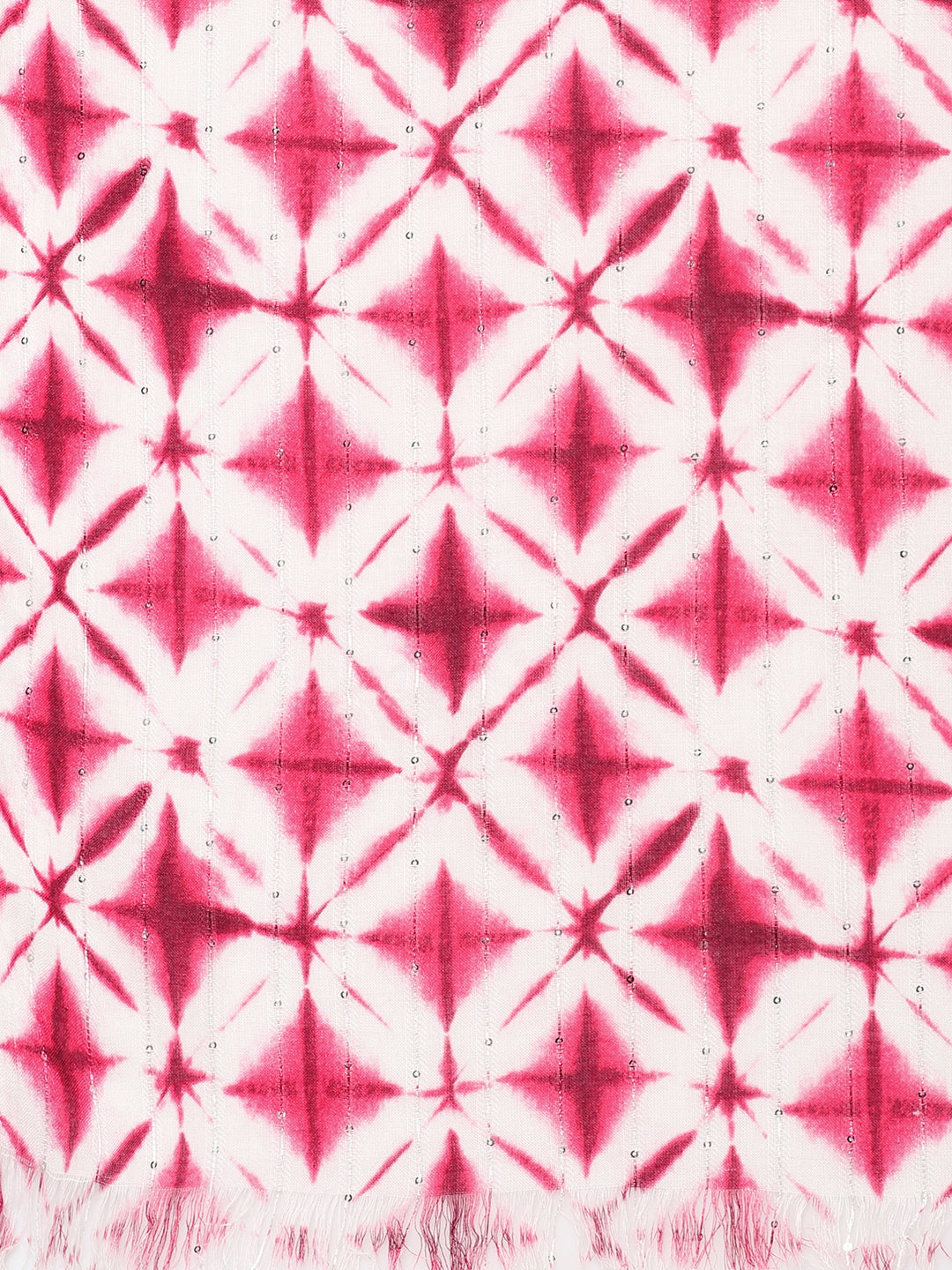 Pink Shibori Printed Sequins Scarf