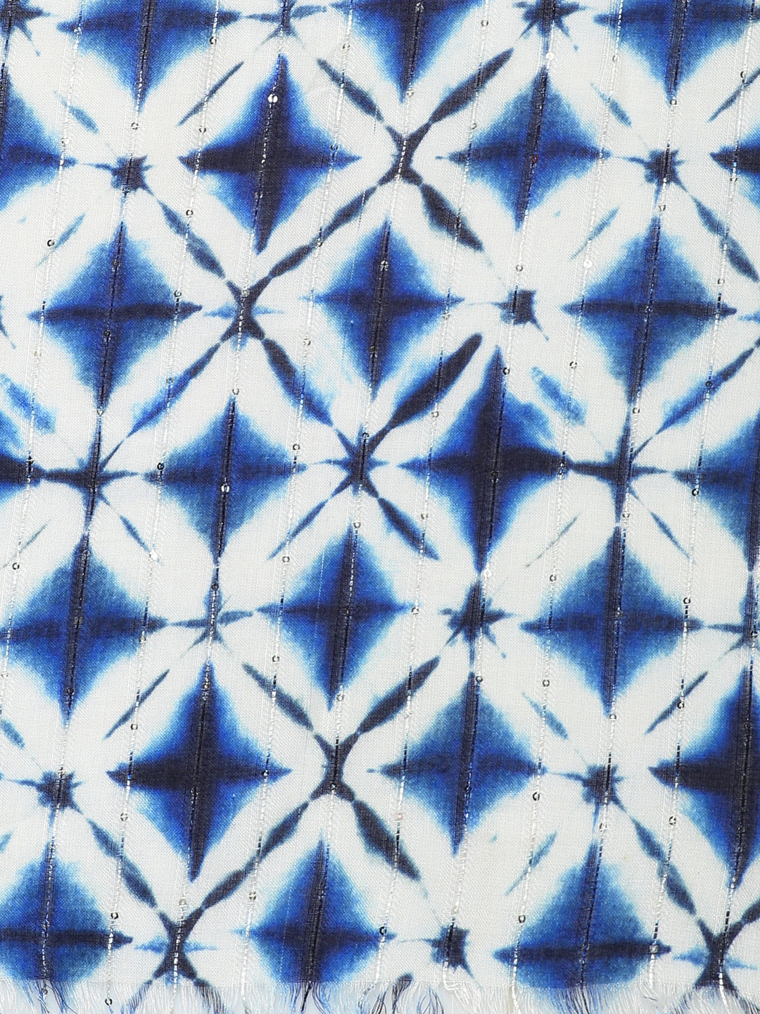 Blue Shibori Printed Sequins Scarf