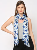 Blue Shibori Printed Sequins Scarf