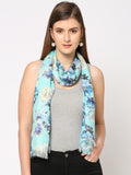 Green Floral Sequins Printed Scarf