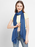 Blue Solid Sequins Printed Scarf