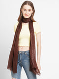 Brown Solid Sequins Printed Scarf