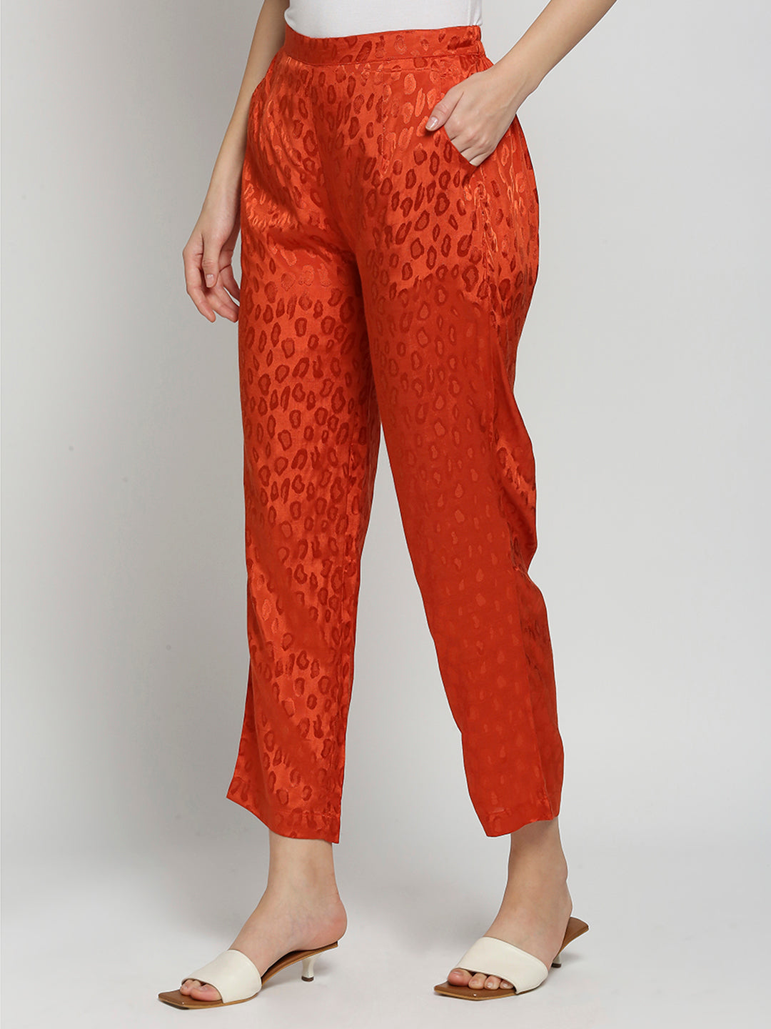 Orange Animal Printed Pant