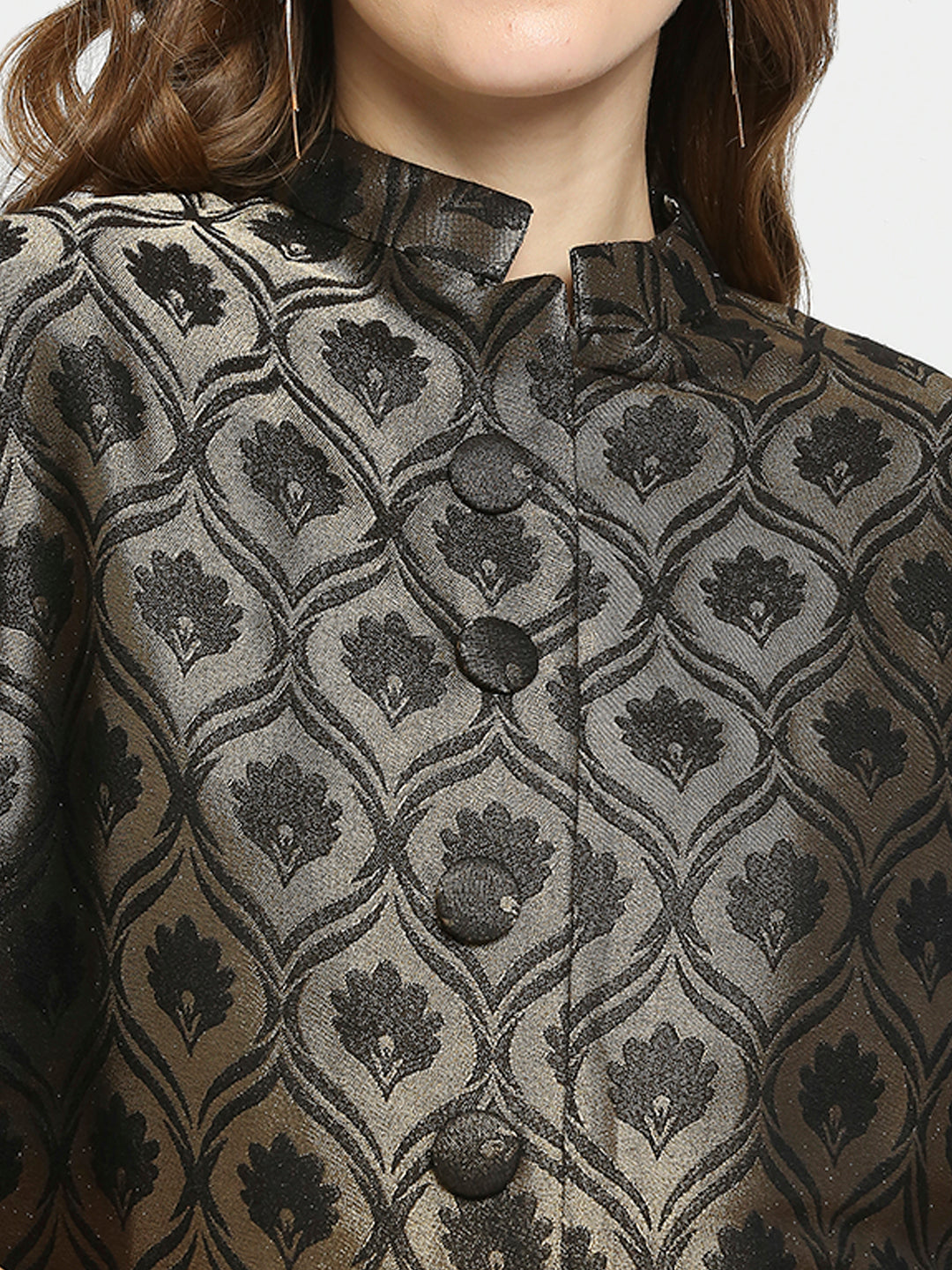 Black Floral Designed Brocade Cape Jacket – Cloth Haus