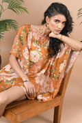 Orange Summer Flowers Poncho