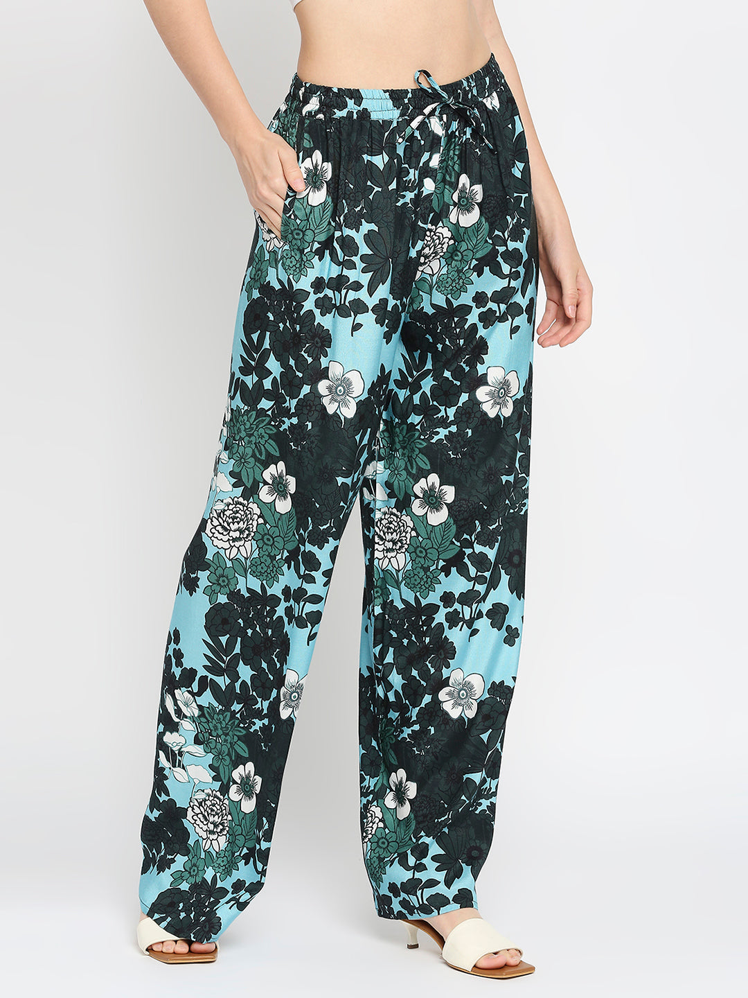 Blue Floral Printed Pant