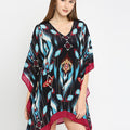 Blue & Pink Ikat Printed Short Kaftan