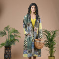 Patchwork Printed Metallic Long Blazer