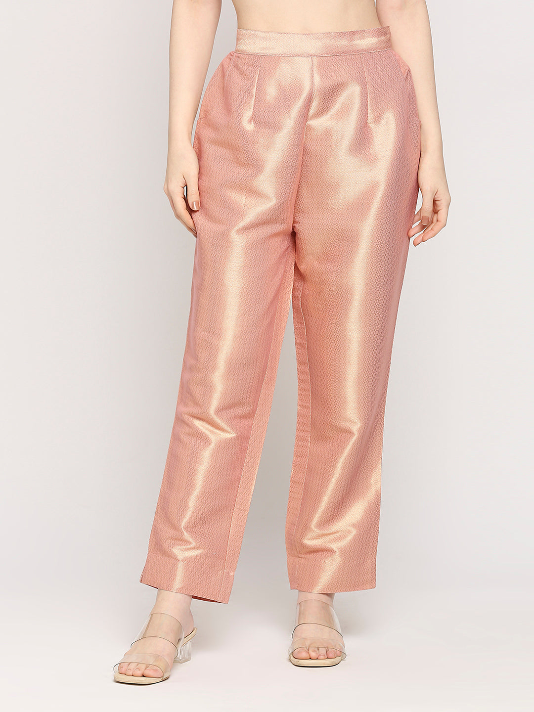 Pink Diamond Dobby Gold Design Brocade Pant