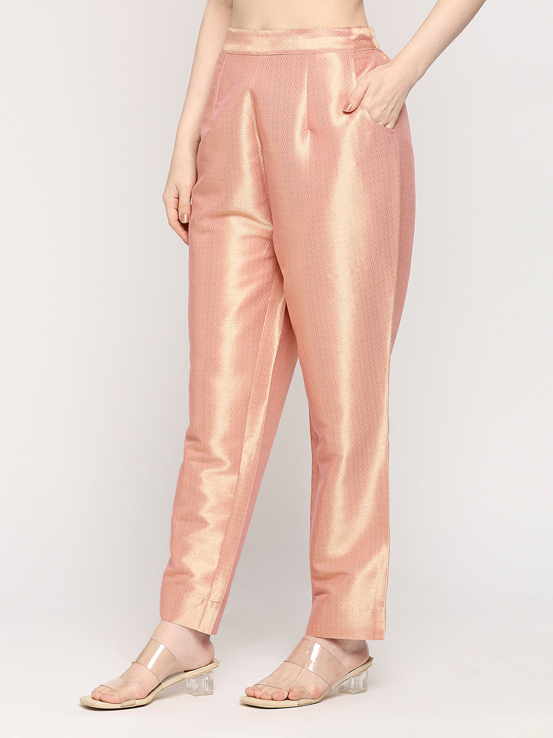 Pink Diamond Dobby Gold Design Brocade Pant