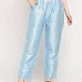 Ice Blue Zigzag Dobby Silver Design Brocade Pant