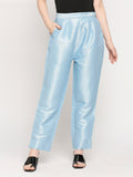 Ice Blue Zigzag Dobby Silver Design Brocade Pant