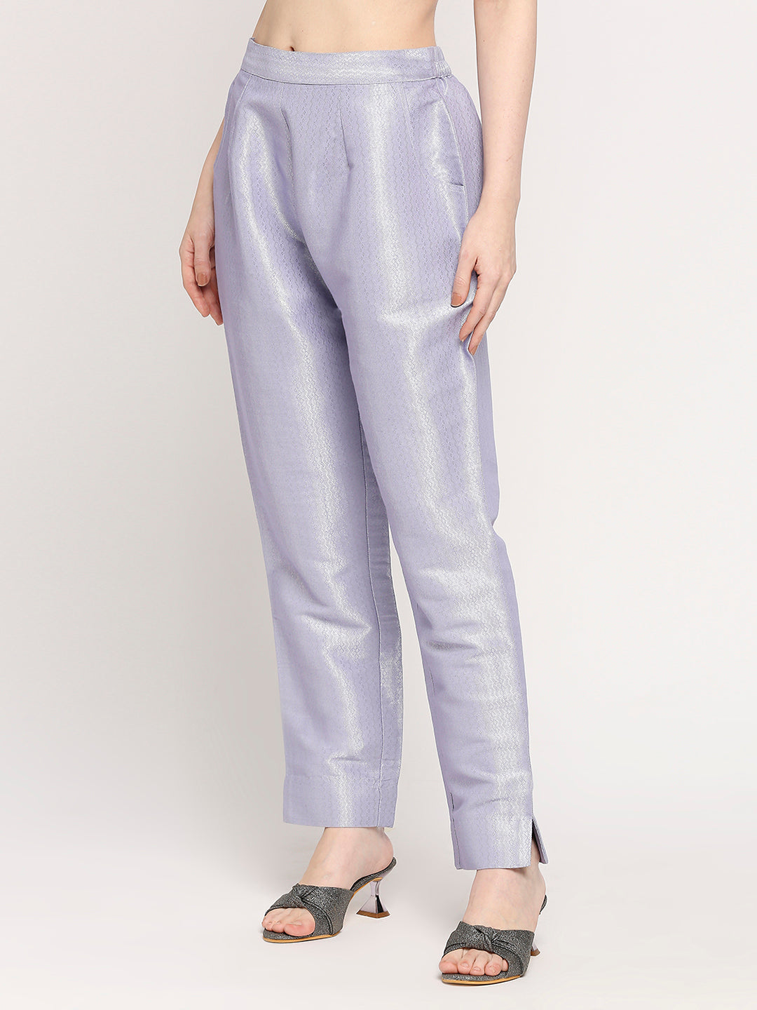 Lavender Zigzag Dobby Silver Design Brocade Pant