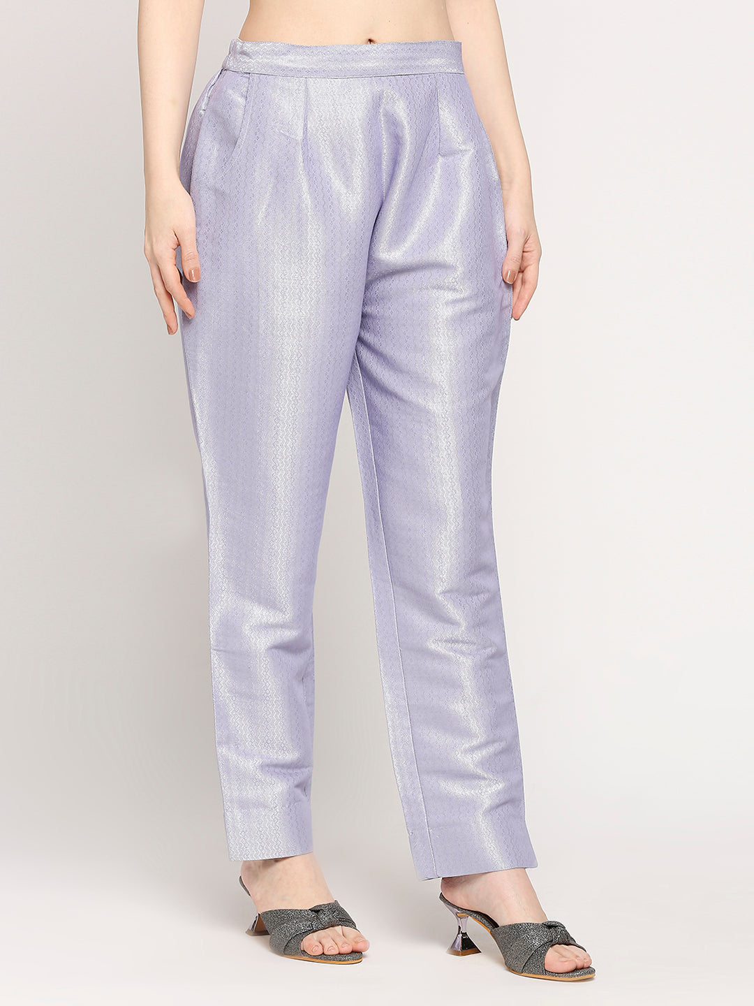 Lavender Zigzag Dobby Silver Design Brocade Pant