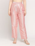 Pink Zigzag Dobby Silver Design Brocade Pant