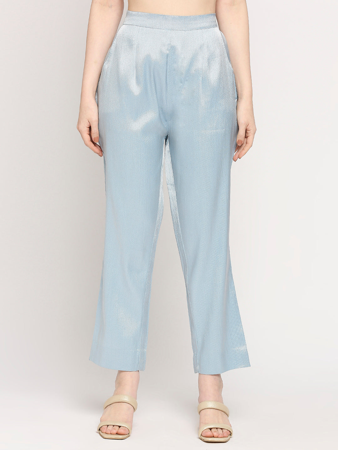 Ice Blue Plain Weave Brocade Pant