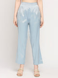 Ice Blue Plain Weave Brocade Pant