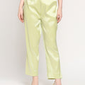 Lime Green Plain Weave Brocade Pant