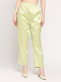 Lime Green Plain Weave Brocade Pant