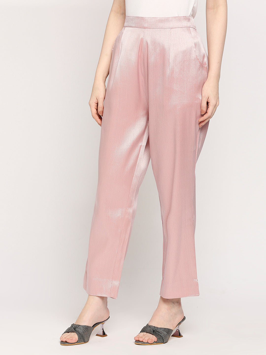 Pink Plain Weave Brocade Pant