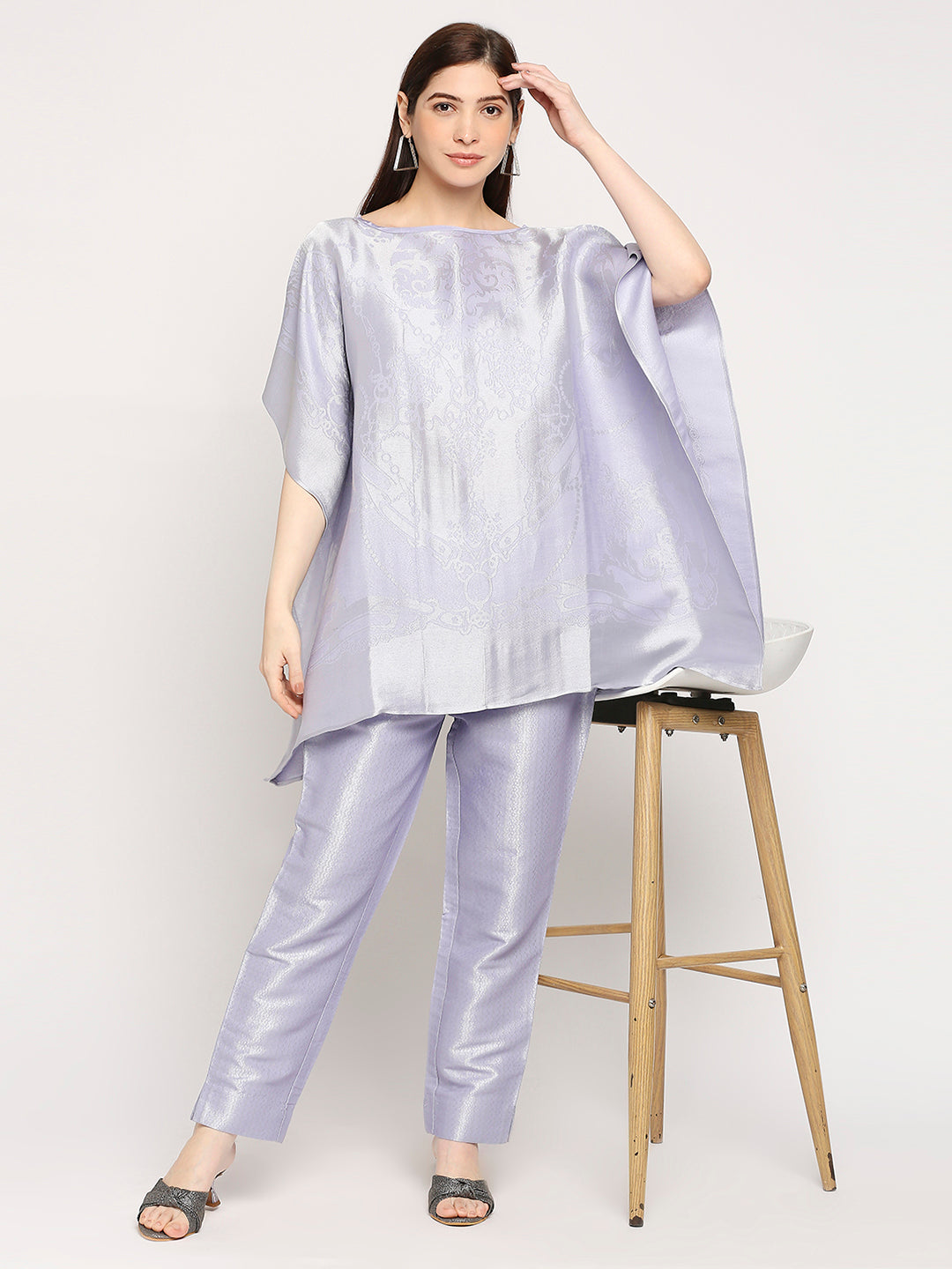 Brocade French Pattern Lilac Kaftan Set