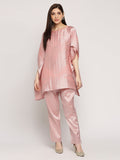French Patterned Peach Brocade Co-Ord Set