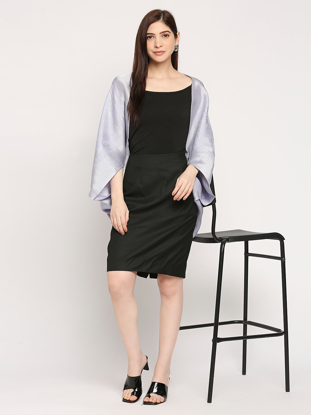 Roman Pattern Lilac Brocade Cocoon Shrug