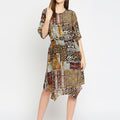 Brown Animal Printed Asymmetric Dress